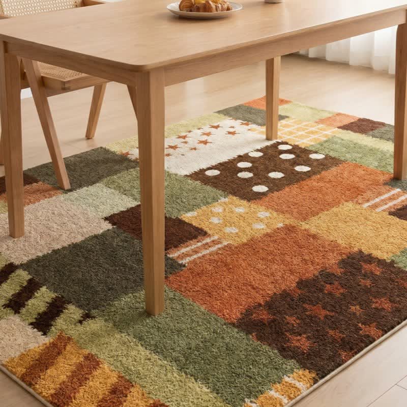 Patchwork Star Dot Striped Area Rug