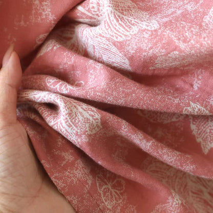 Pink Botanical Leaf Cotton Ruffle Nightgown