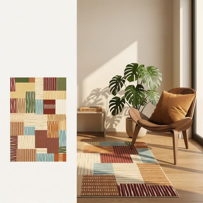 Modern Striped Patchwork Area Rug