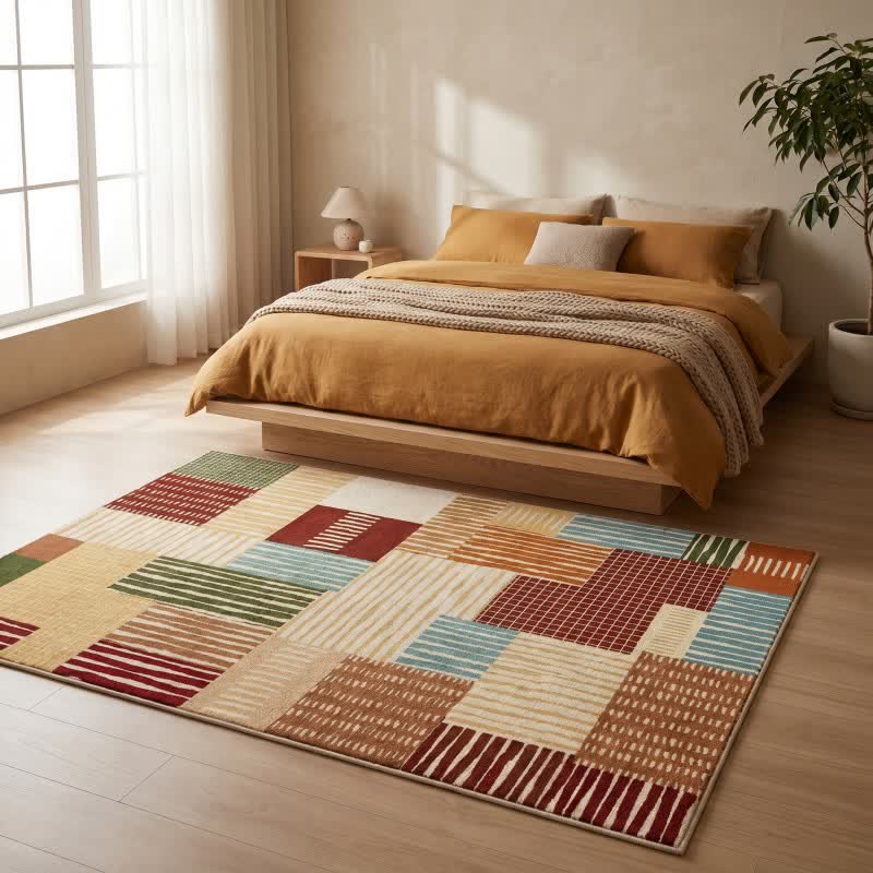 Modern Striped Patchwork Area Rug