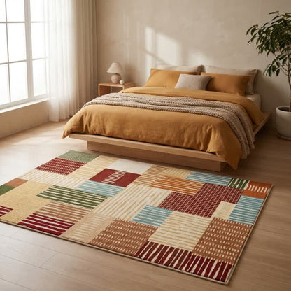 Modern Striped Patchwork Area Rug
