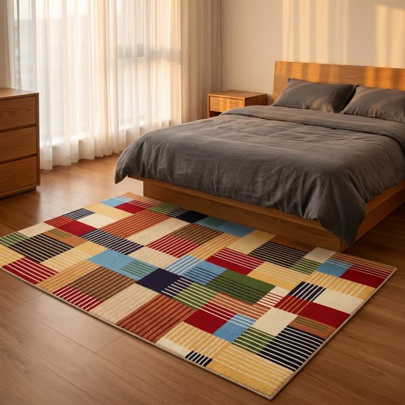 Striped Patchwork Geometric Area Rug