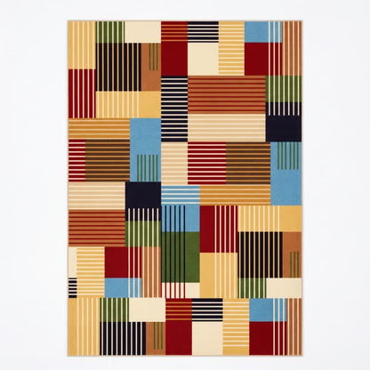 Striped Patchwork Geometric Area Rug