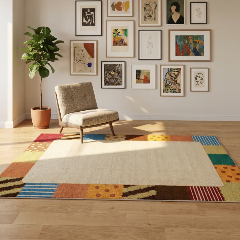 Retro Border Patchwork Area Rug