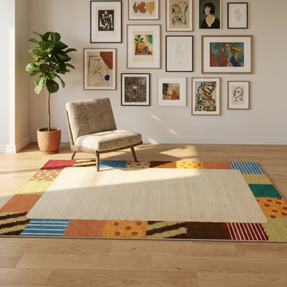 Retro Border Patchwork Area Rug