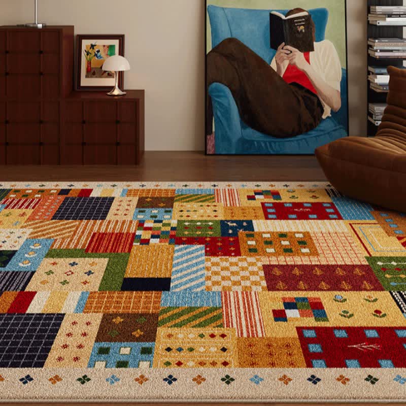 Vibrant Patchwork Geometric Area Rug