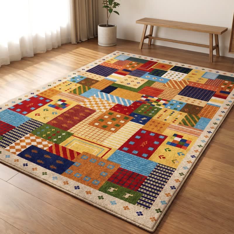 Vibrant Patchwork Geometric Area Rug