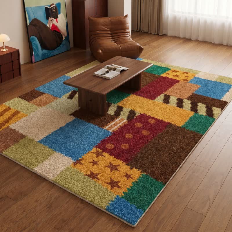 Retro Patchwork Star Dot Area Rug