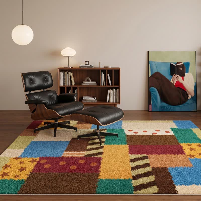 Retro Patchwork Star Dot Area Rug
