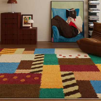 Retro Patchwork Star Dot Area Rug