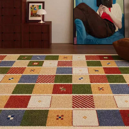 Colorful Patchwork Checkered Area Rug