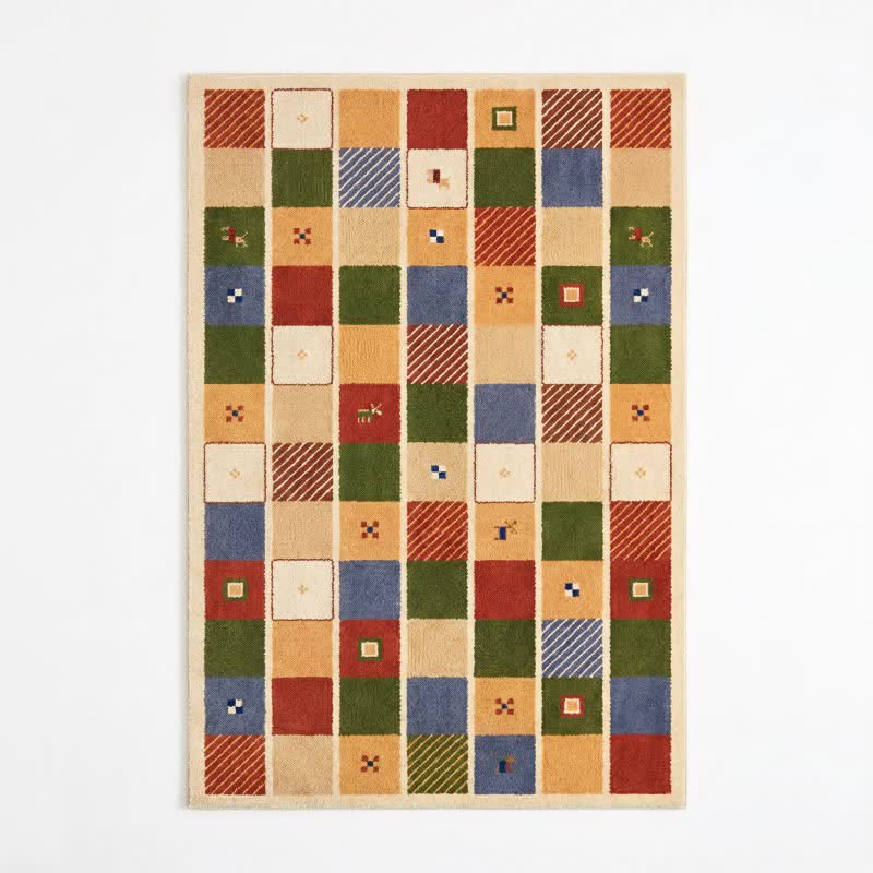 Colorful Patchwork Checkered Area Rug