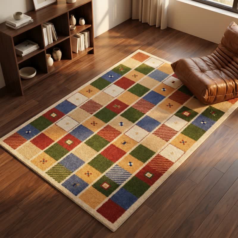 Colorful Patchwork Checkered Area Rug