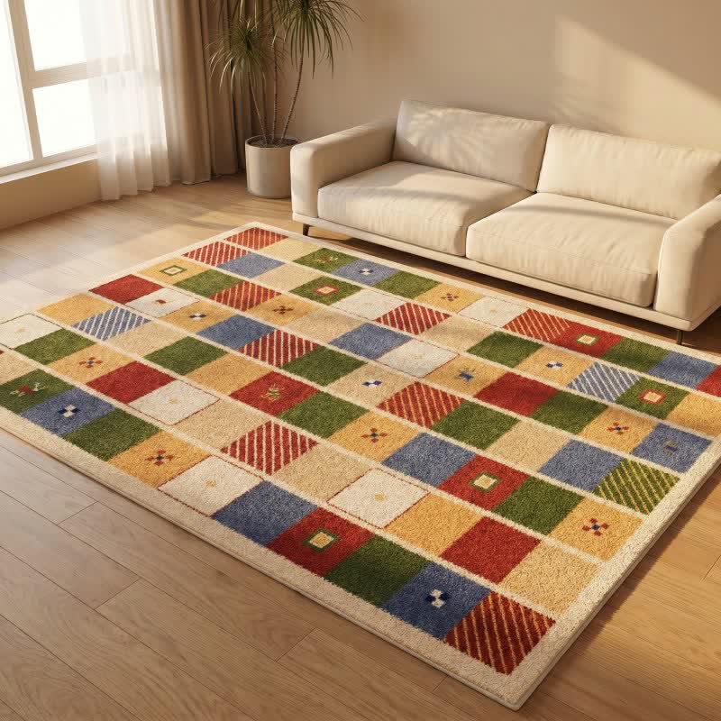 Colorful Patchwork Checkered Area Rug