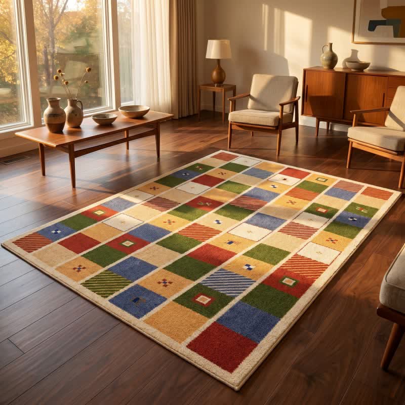Colorful Patchwork Checkered Area Rug