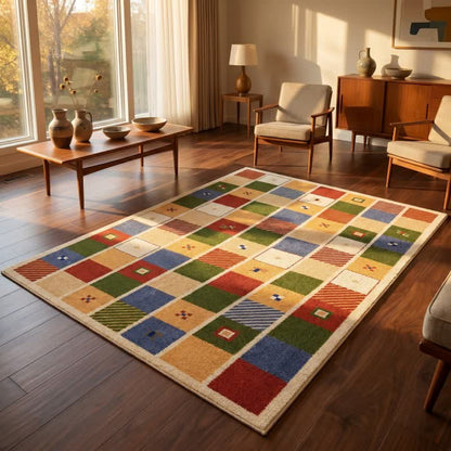 Colorful Patchwork Checkered Area Rug