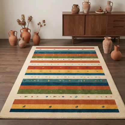 Colorful Tribal Stripe Area Rug