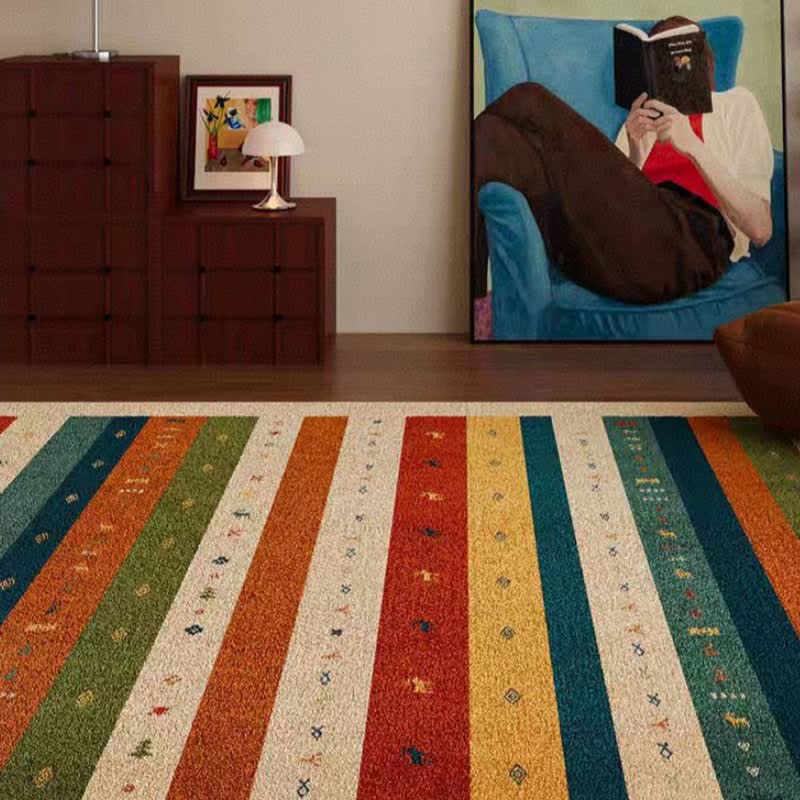 Colorful Tribal Stripe Area Rug