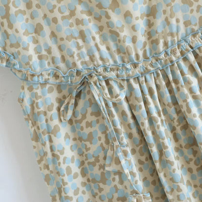 Artistic Pattern Cotton Gauze Ruffle Nightgown