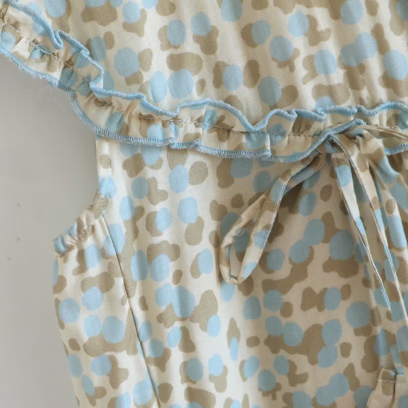 Artistic Pattern Cotton Gauze Ruffle Nightgown