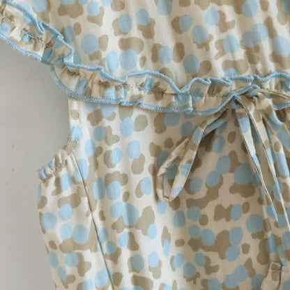 Artistic Pattern Cotton Gauze Ruffle Nightgown