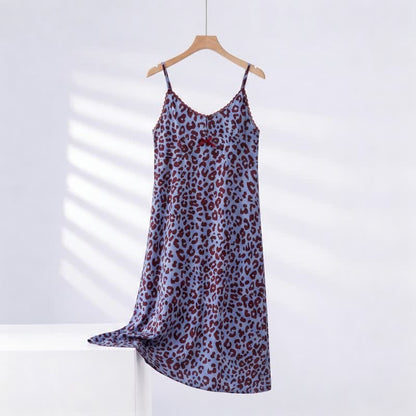 Leopard Print Lace Trim Nightgown