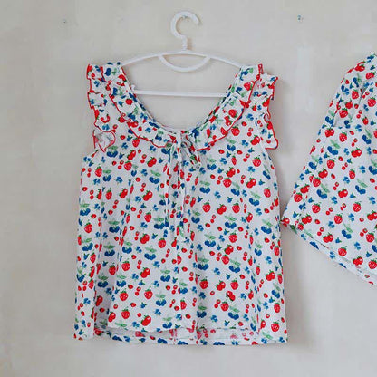 Fruit Cotton Gauze Ruffle Women's Pajamas