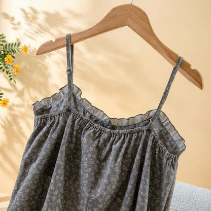 Floral Cotton Ruffle Cami Pajama Set