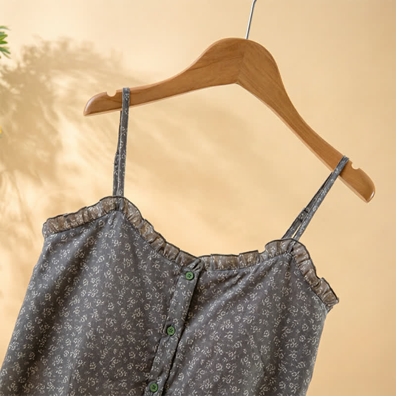 Floral Cotton Ruffle Cami Pajama Set