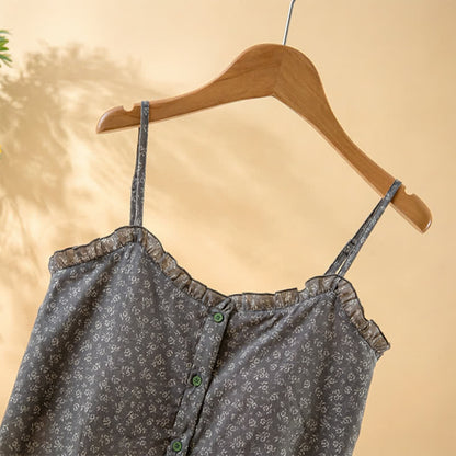 Floral Cotton Ruffle Cami Pajama Set