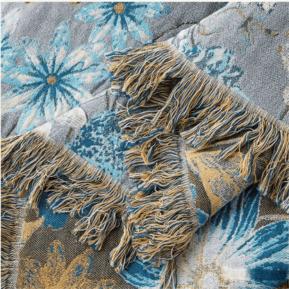 Vintage Floral Daisy Fringed Gauze Quilt
