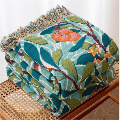 Vintage Botanical Fringed Reversible Gauze Quilt