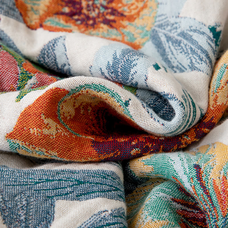 Vintage Tropical Floral  Reversible Gauze Quilt