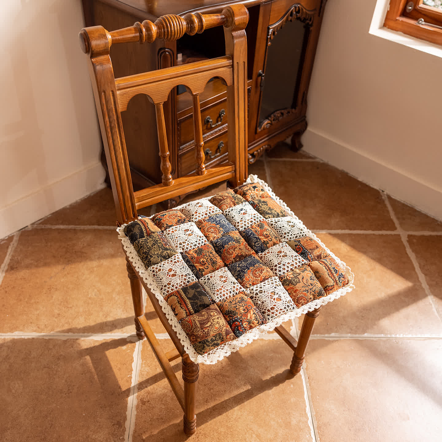 Bohemian Patchwork Square Chair Pad