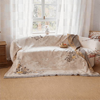 Oriental Peony Jacquard Reversible Gauze Quilt