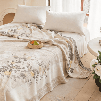 Oriental Peony Jacquard Reversible Gauze Quilt