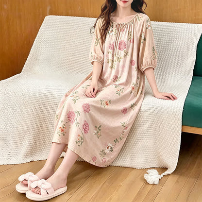 Pink Chrysanthemum Floral Lounge Dress