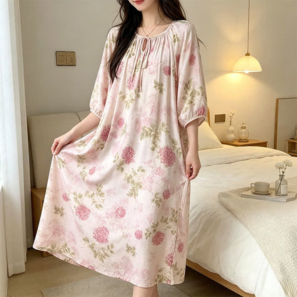 Pink Chrysanthemum Floral Lounge Dress