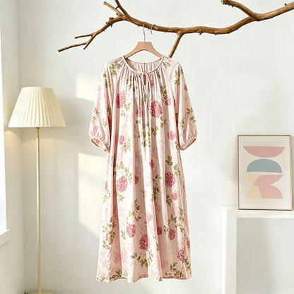 Pink Chrysanthemum Floral Lounge Dress