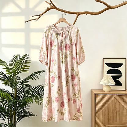 Pink Chrysanthemum Floral Lounge Dress