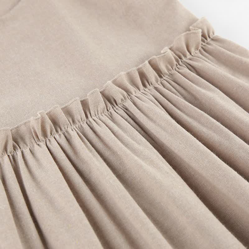 Casual Cotton Linen Tie Strap Nightdress