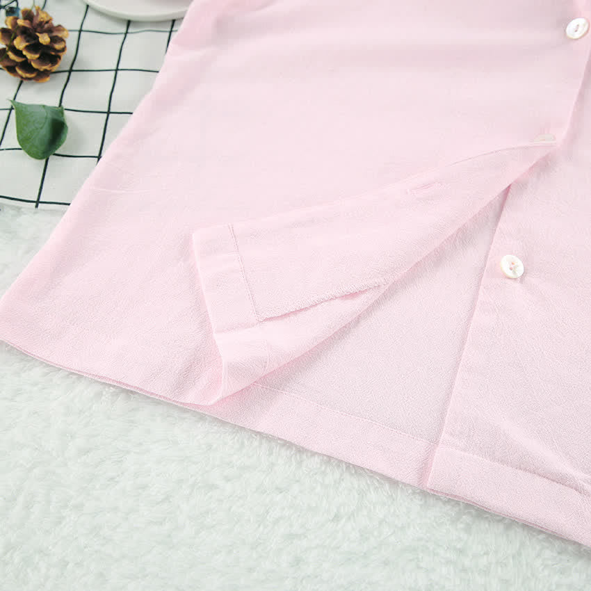 Solid Cotton Ruffle Trim Women's Pajamas