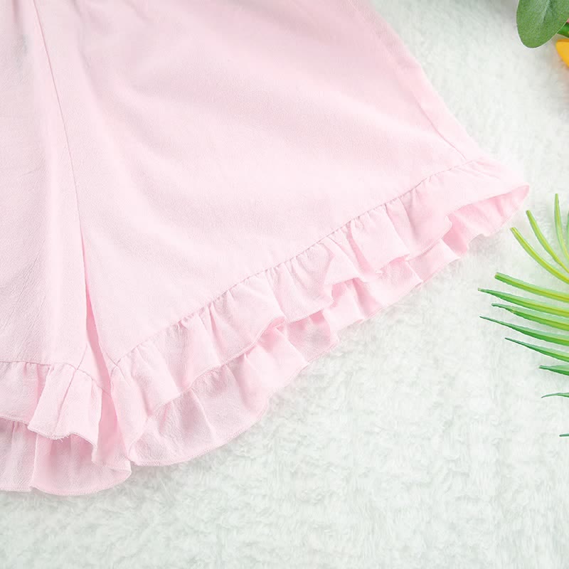 Solid Cotton Ruffle Trim Women's Pajamas