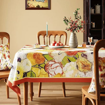 Waterproof Oil-Painting Floral Tablecloth