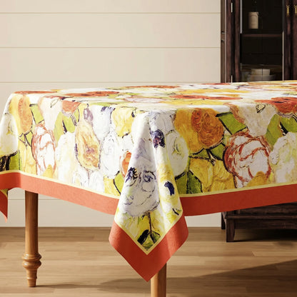 Waterproof Oil-Painting Floral Tablecloth