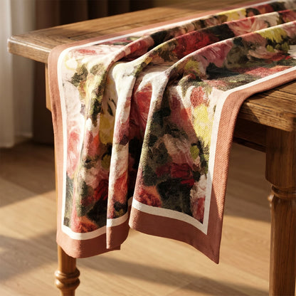 Vintage Oil-Painting Rose Floral Tablecloth