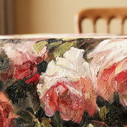 Vintage Oil-Painting Rose Floral Tablecloth