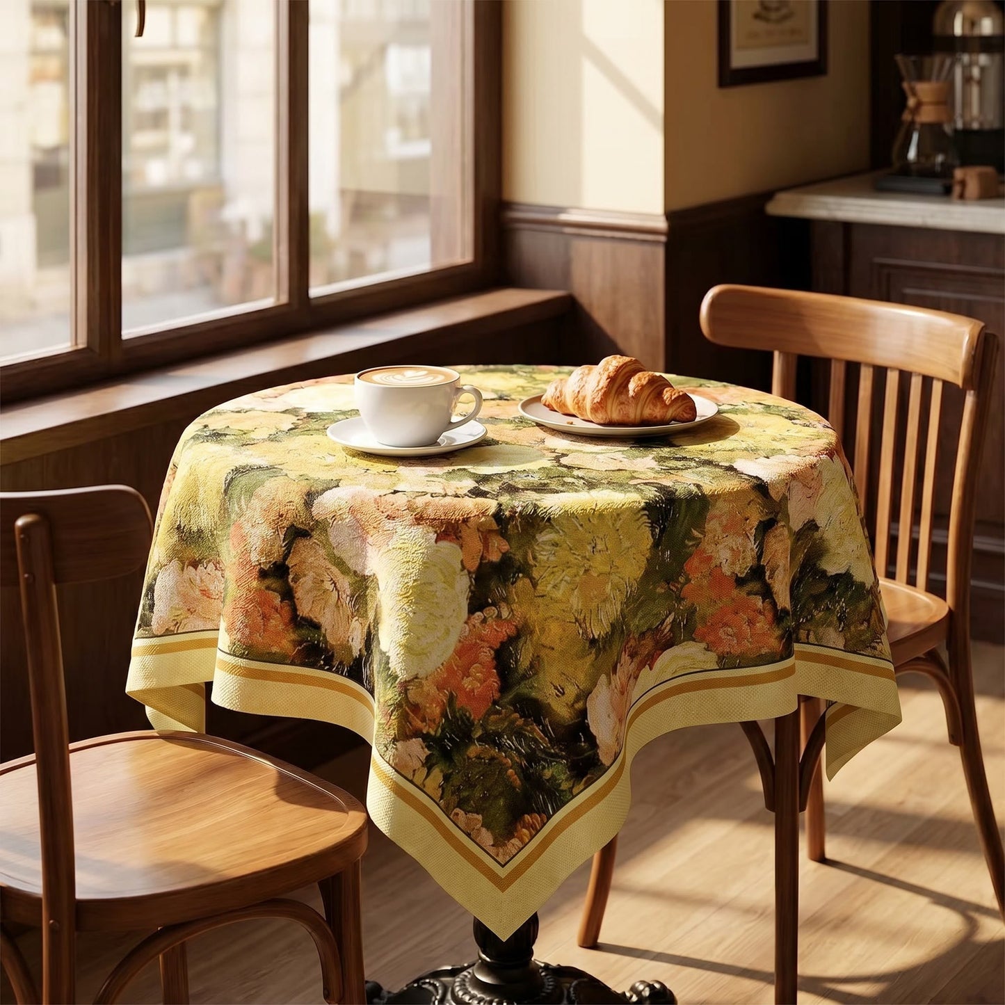 Elegant Painterly Floral Print Tablecloth
