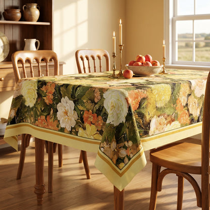 Elegant Painterly Floral Print Tablecloth