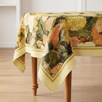 Elegant Painterly Floral Print Tablecloth